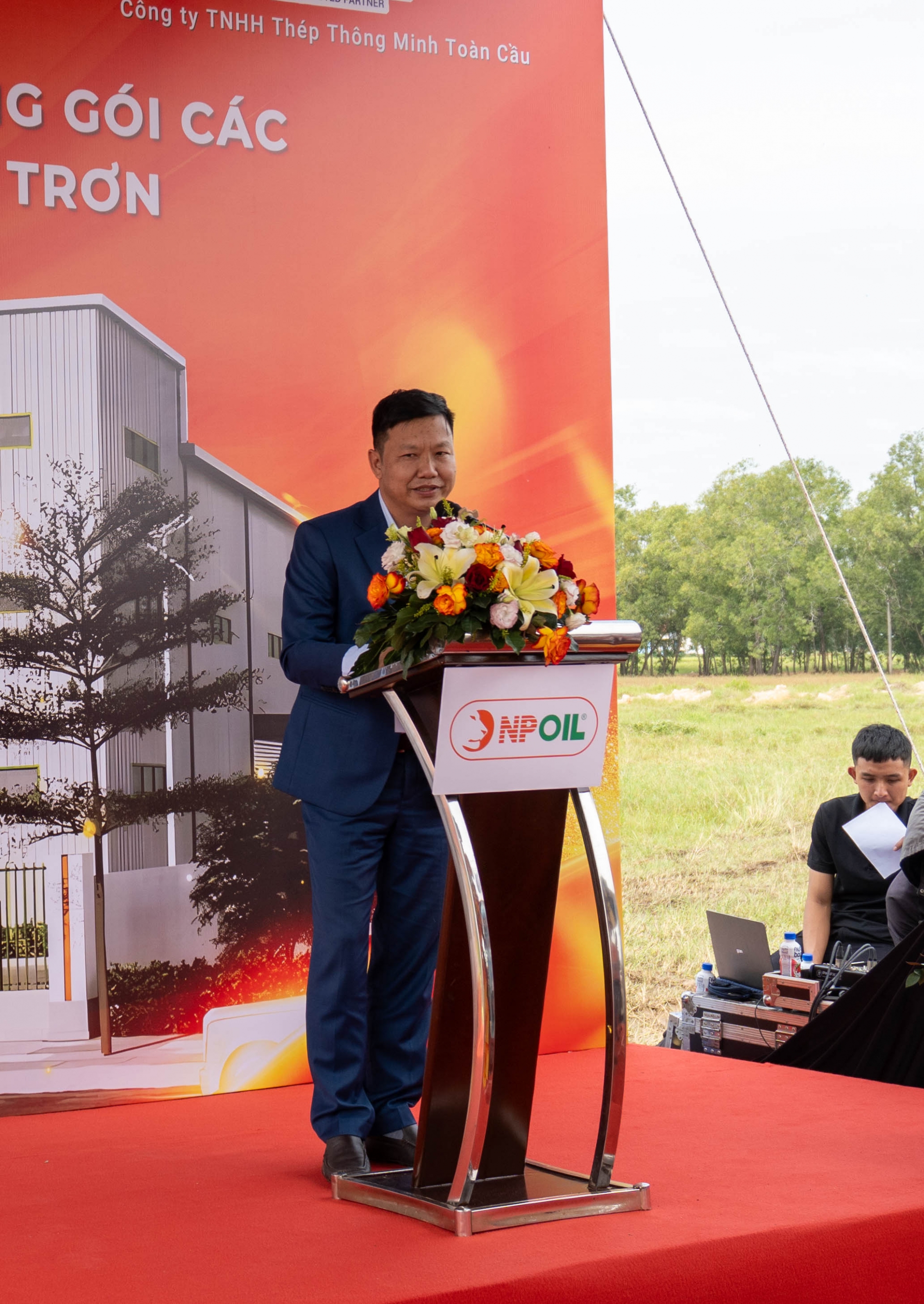 Đại diện cho Nhà thầu thi công GB STEEL phát biểu tại lễ khởi công