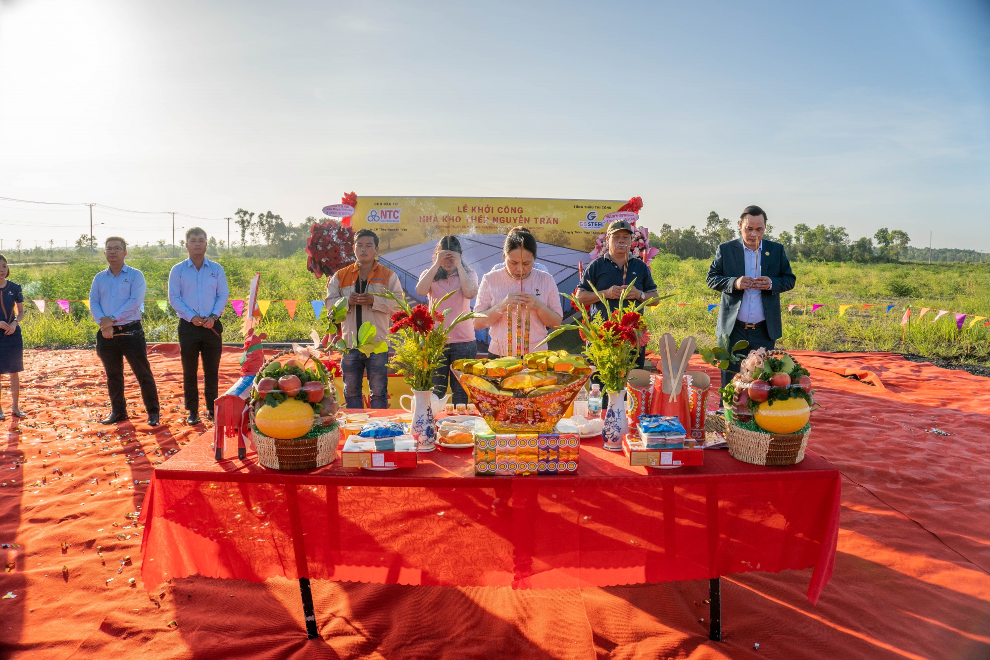 offering ritual performed by the investor and gb steel’s leadership at the groundbreaking ceremony.