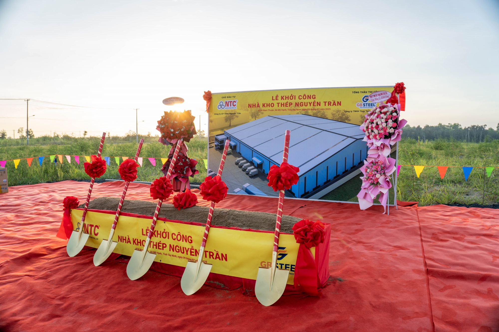 pre-ceremony moments at the groundbreaking event of the nguyen tran steel warehouse.